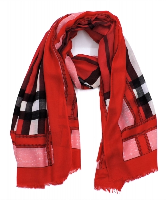 Tartan Plaid Check Scarf BS083B RED